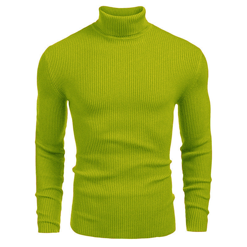 KZZ Fall Outfits Men's Knitted Ribbed Turtleneck/High Neck Slim Fit Basic Sweater