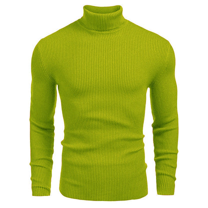 KZZ Fall Outfits Men's Knitted Ribbed Turtleneck/High Neck Slim Fit Basic Sweater