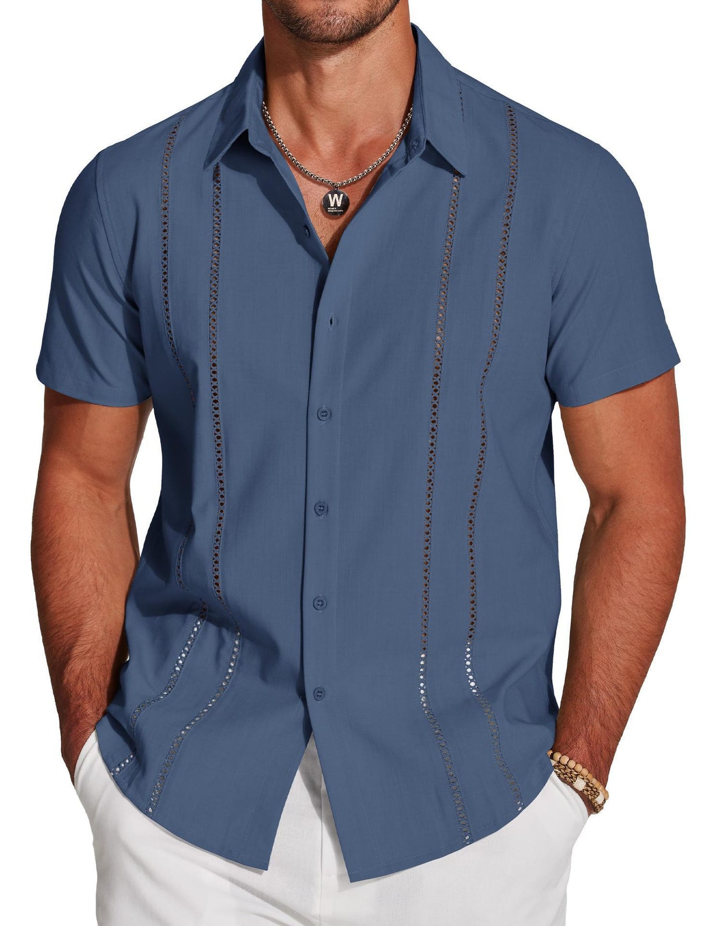 KZZ 3D Printed Short-Sleeve Shirt for Men
