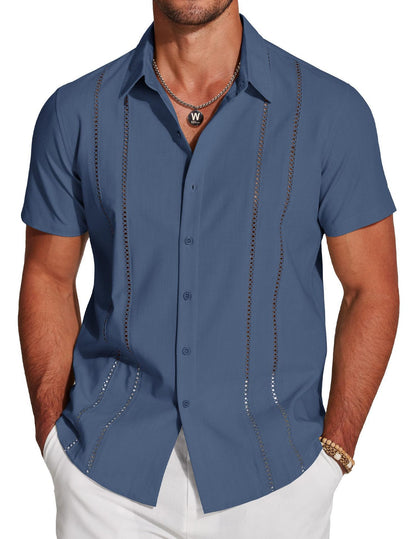 KZZ 3D Printed Short-Sleeve Shirt for Men