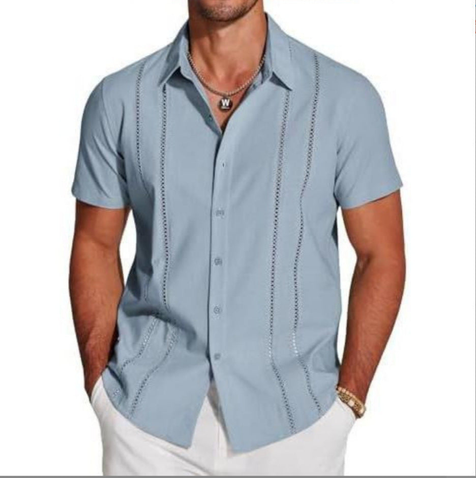 KZZ 3D Printed Short-Sleeve Shirt for Men