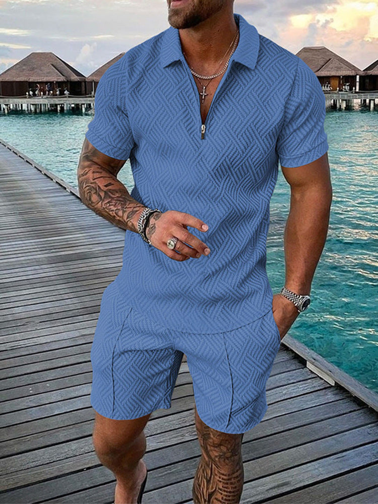 KZZ Mens Polo Shirt and Shorts Sets
