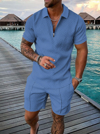 KZZ Mens Polo Shirt and Shorts Sets