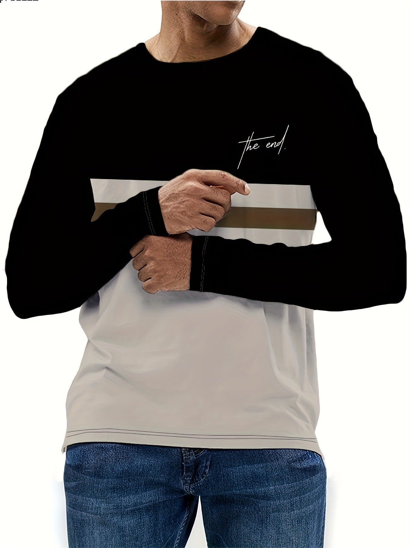 KZZ Men's Casual Long Sleeve Round Neck T-Shirt