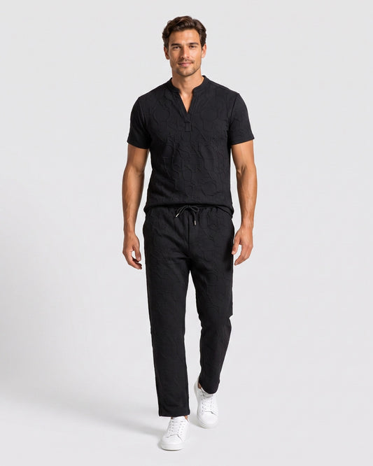 KZZ letter T-shirt and drawstring pants spring and summer casual set