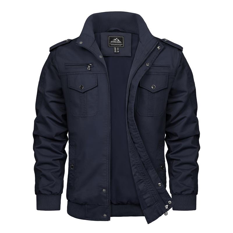 KZZ autumn men's casual windbreaker jacket workwear stand collar bomber jacket
