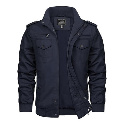 KZZ autumn men's casual windbreaker jacket workwear stand collar bomber jacket