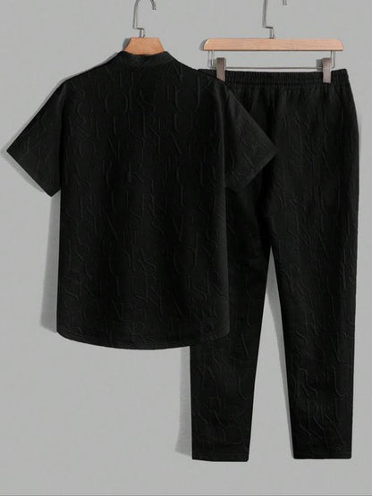 KZZ letter T-shirt and drawstring pants spring and summer casual set