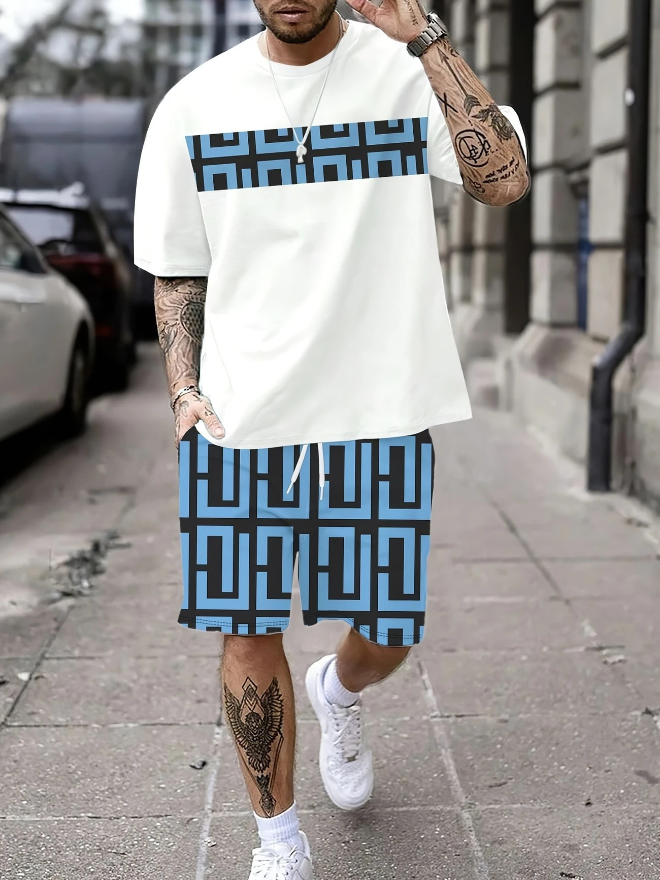 KZZ Men's Tropical-Style Casual Summer Set