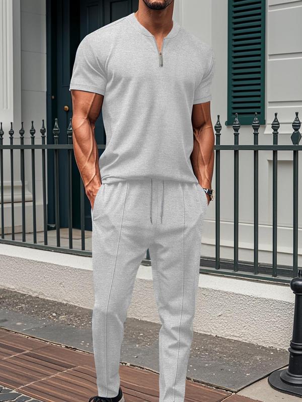 KZZ Men's Pure Color Jacket and Sports Leisure Long Pants