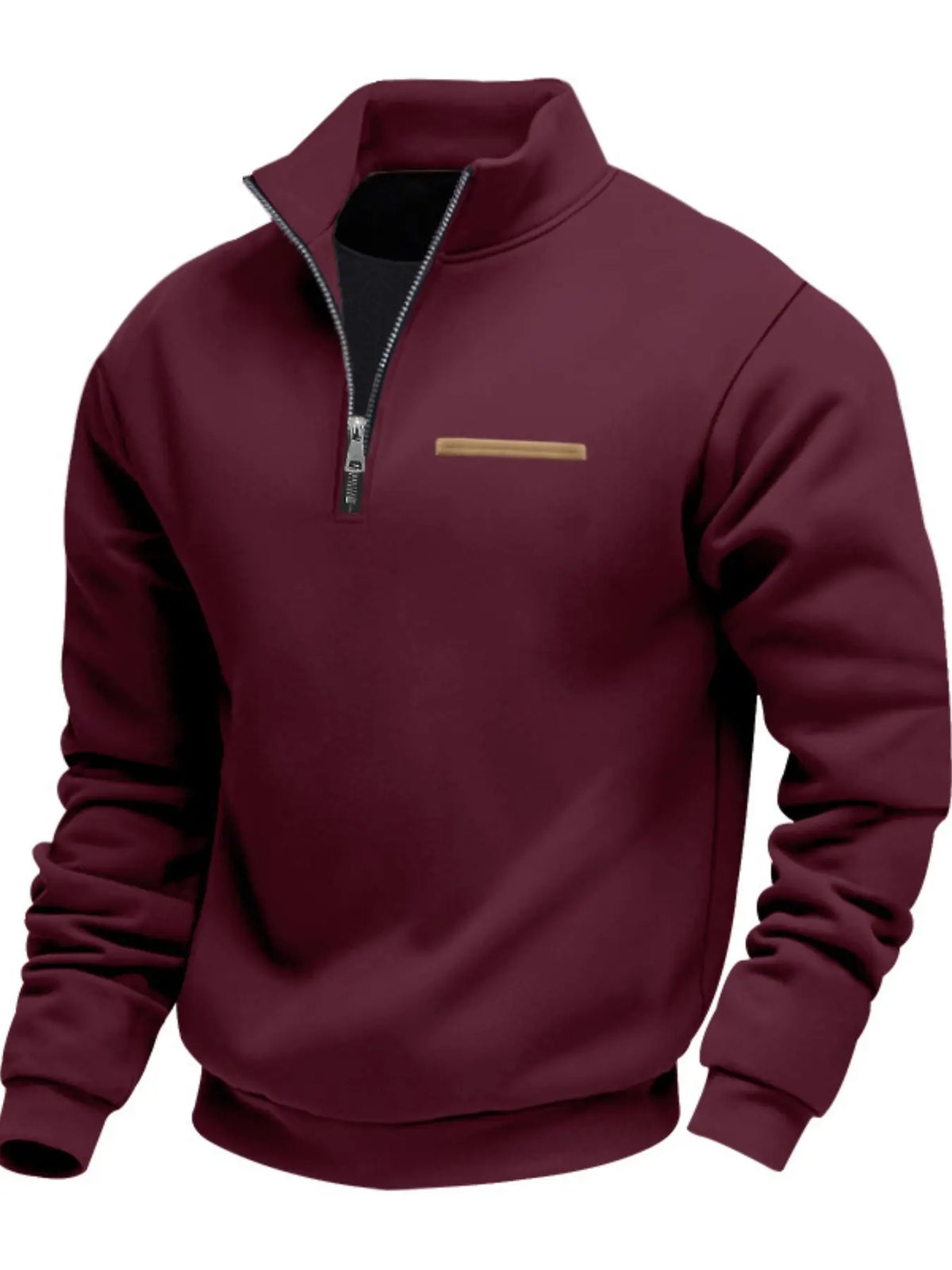 KZZ Men's Solid Half Zip Up Sweatshirt Loose Casual Long Sleeve