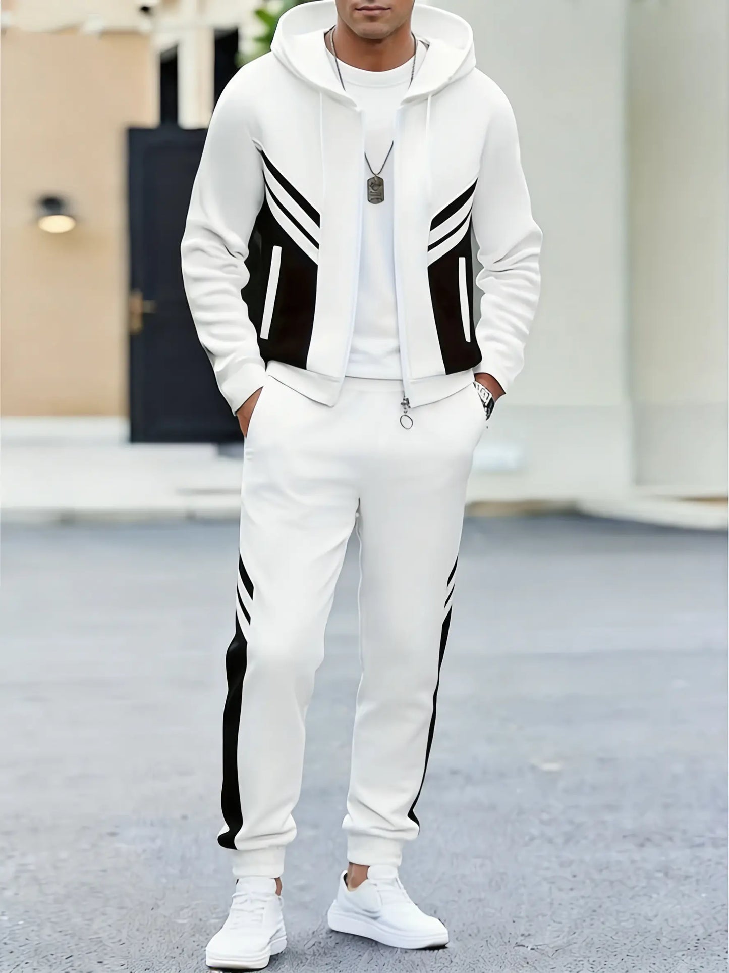 KZZ Men's Casual Hooded Tracksuit