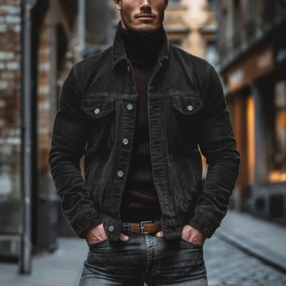 KZZ Men's Autumn/Winter New Arrival Corduroy Long-Sleeved Jacket