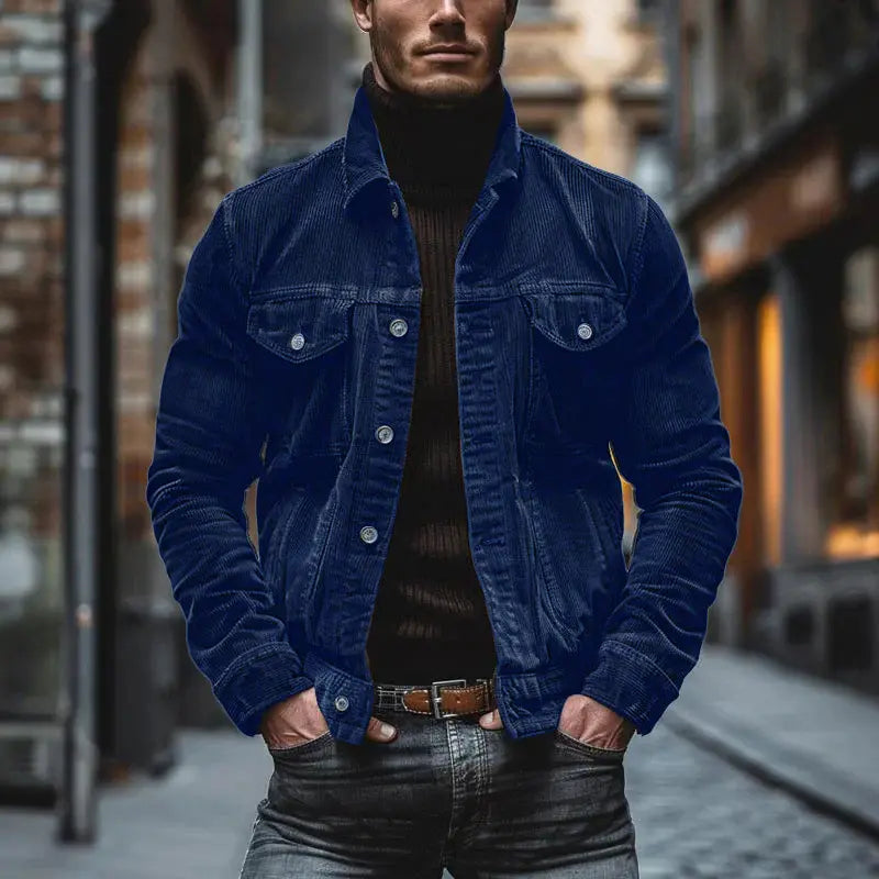 KZZ Men's Autumn/Winter New Arrival Corduroy Long-Sleeved Jacket