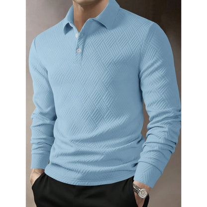 KZZ Men's Casual Plain Knit Long-Sleeve Polo Shirt