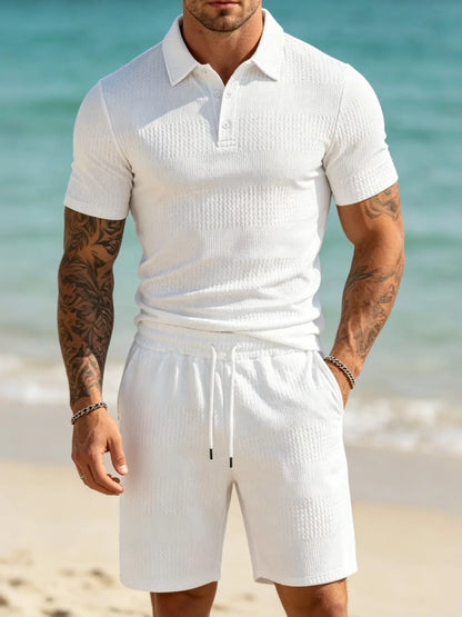 KZZ Casual slim-fit polo shirt and drawstring shorts
