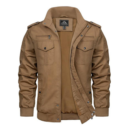KZZ autumn men's casual windbreaker jacket workwear stand collar bomber jacket