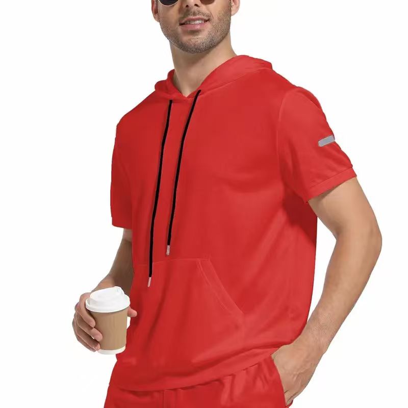 KZZ Men's solid color drawstring pocket hoodie