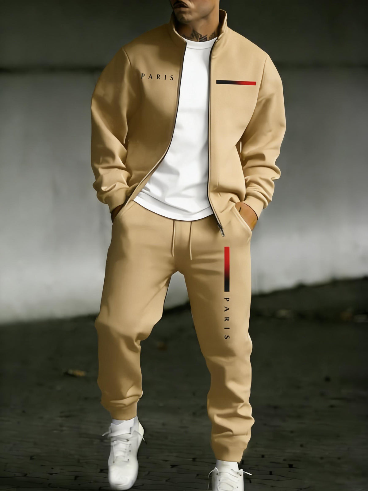 KZZ Two-piece set: printed zip-up jacket and sweatpants