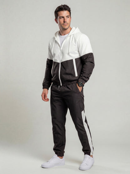 KZZ patchwork jacket and casual sports pants two-piece set