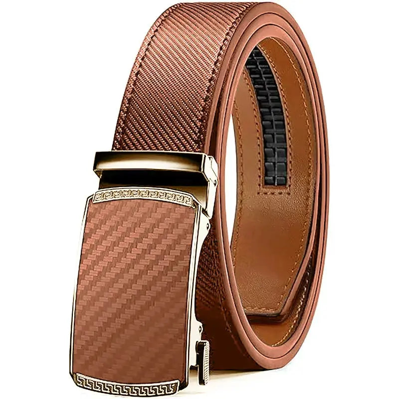 KZZ Mens Belt Leather Ratchet Easy Release Belt Dress and Casual Adjustable Belts