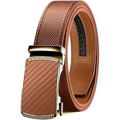 KZZ Mens Belt Leather Ratchet Easy Release Belt Dress and Casual Adjustable Belts