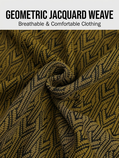 KZZ Men's New Stylish Jacquard Shirt and Shorts Set