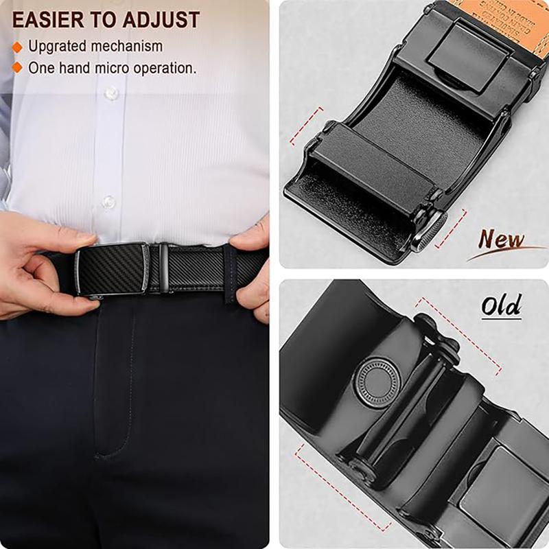 KZZ Mens Belt Leather Ratchet Easy Release Belt Dress and Casual Adjustable Belts