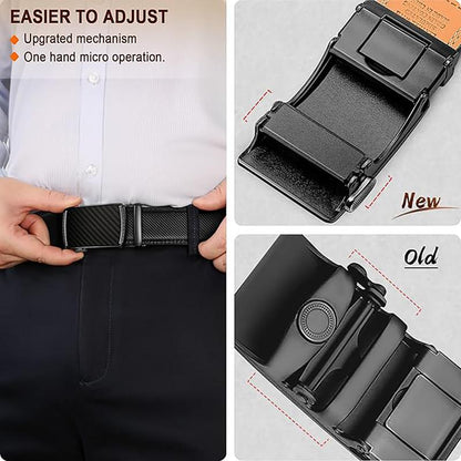 KZZ Mens Belt Leather Ratchet Easy Release Belt Dress and Casual Adjustable Belts