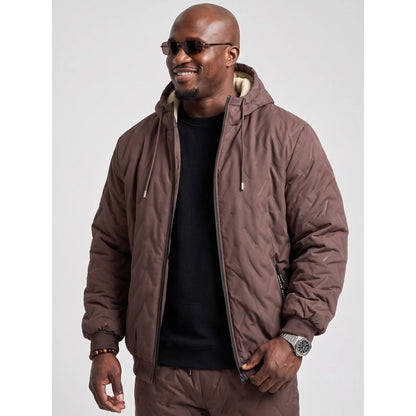 KZZ Men's Quilted Hooded Thermal Set