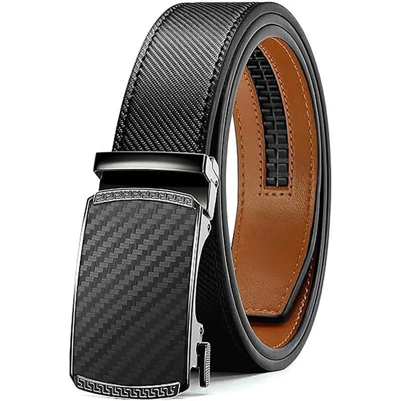 KZZ Mens Belt Leather Ratchet Easy Release Belt Dress and Casual Adjustable Belts