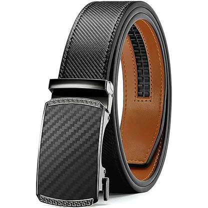KZZ Mens Belt Leather Ratchet Easy Release Belt Dress and Casual Adjustable Belts