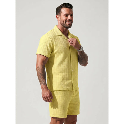 KZZ Men's Textured Two-Piece Set