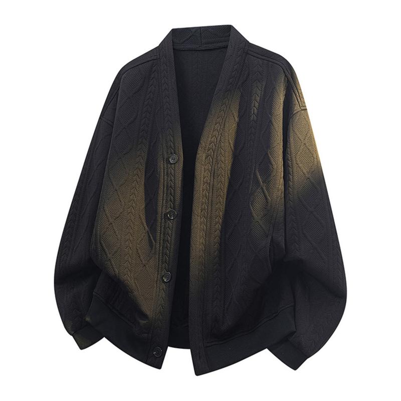 KZZ Men’s Plus-Size Loose-Fit Knitted Cardigan