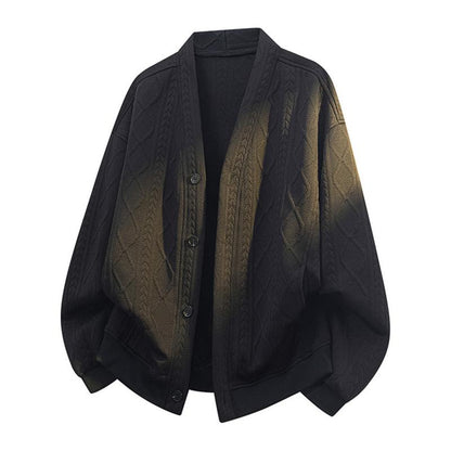 KZZ Men’s Plus-Size Loose-Fit Knitted Cardigan
