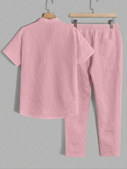 KZZ letter T-shirt and drawstring pants spring and summer casual set