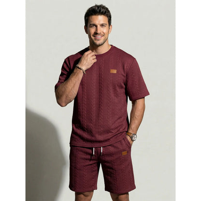 KZZ Men's summer casual fashion round neck short-sleeved short pants set