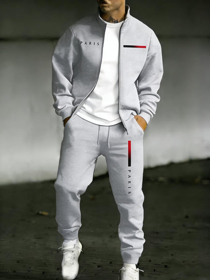 KZZ Two-piece set: printed zip-up jacket and sweatpants