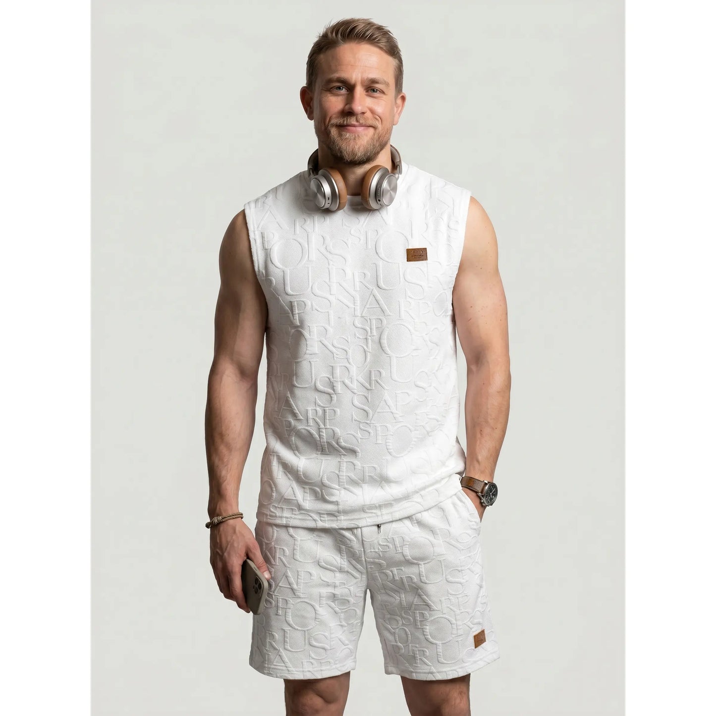 KZZ Men's Stylish Minimalist Sleeveless Two-Piece Set