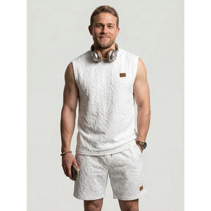 KZZ Men's Stylish Minimalist Sleeveless Two-Piece Set