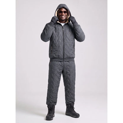 KZZ Men's Quilted Hooded Thermal Set