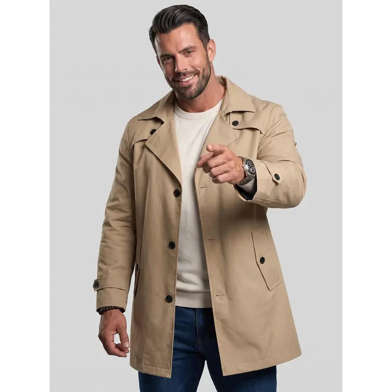 KZZ Men’s Classic Lapel Trench Coat