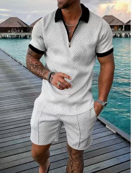 KZZ Mens Polo Shirt and Shorts Sets