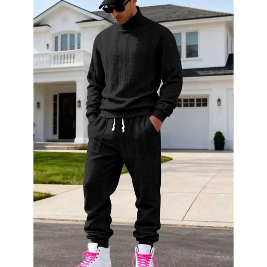 KZZ Men's Textured Knit Two-Piece Set