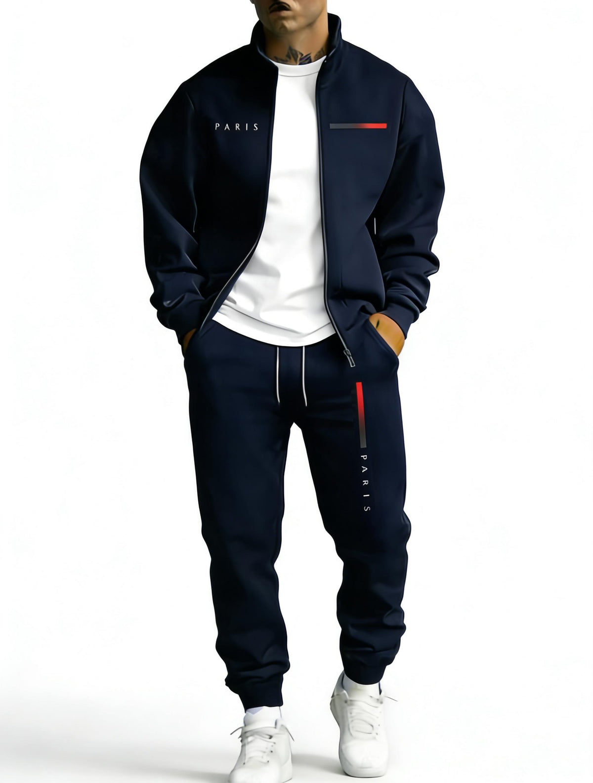 KZZ Two-piece set: printed zip-up jacket and sweatpants
