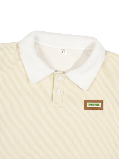 KZZ Corduroy Polo collar sweater couple autumn and winter style plus