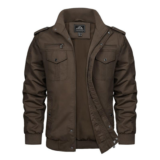 KZZ autumn men's casual windbreaker jacket workwear stand collar bomber jacket
