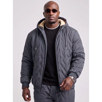 KZZ Men's Quilted Hooded Thermal Set