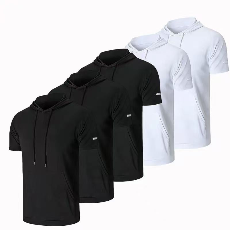 KZZ Men's solid color drawstring pocket hoodie