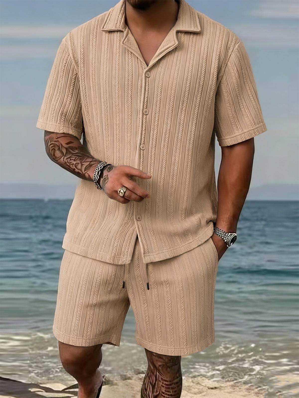 KZZ Men's Textured Knit Two-Piece Set